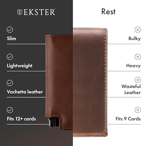 Vista 3 de Ekster Cartera de cuero Vachetta Parliament, Bérgamo Marrón, Minimalista