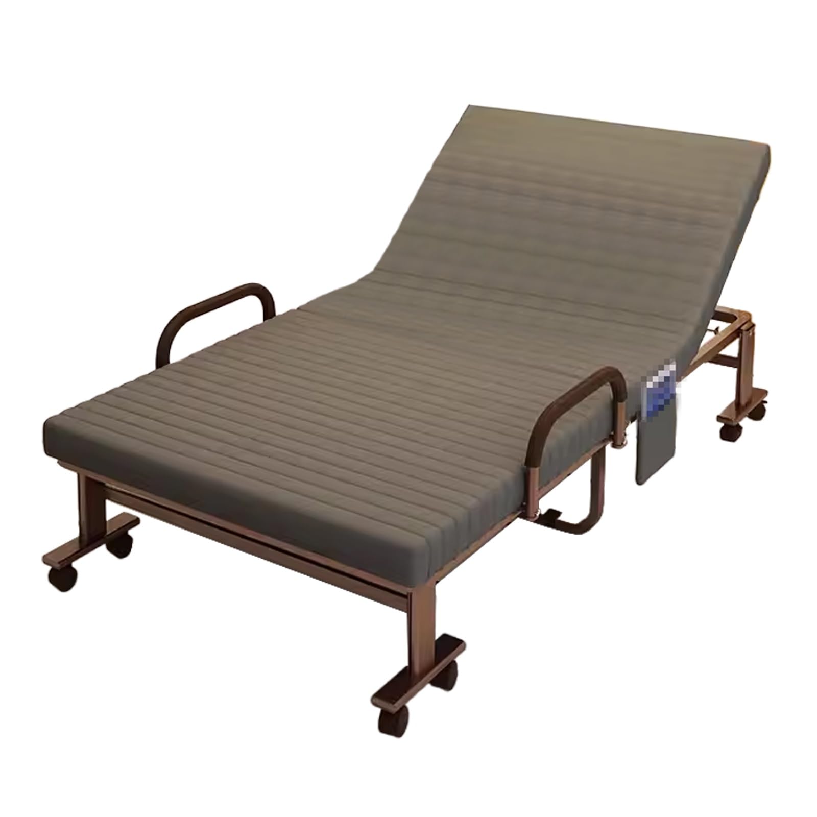 Klappbett Gästebett mit 5mm Dicker Schaumstoffmatratze und Universalrädern Camping Bett Notfall Betten Multi Positions Einstellung mit Aufbewahrungstasche(B,192 * 100 * 33cm)