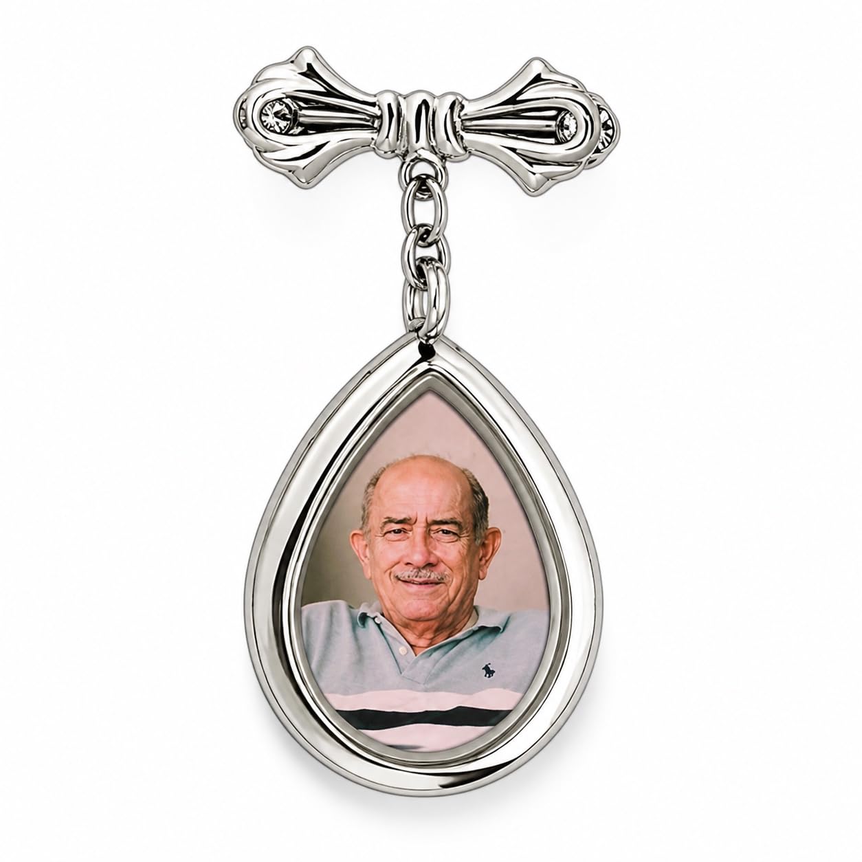 Broche avec photo, forme goutte, style cérémonie
