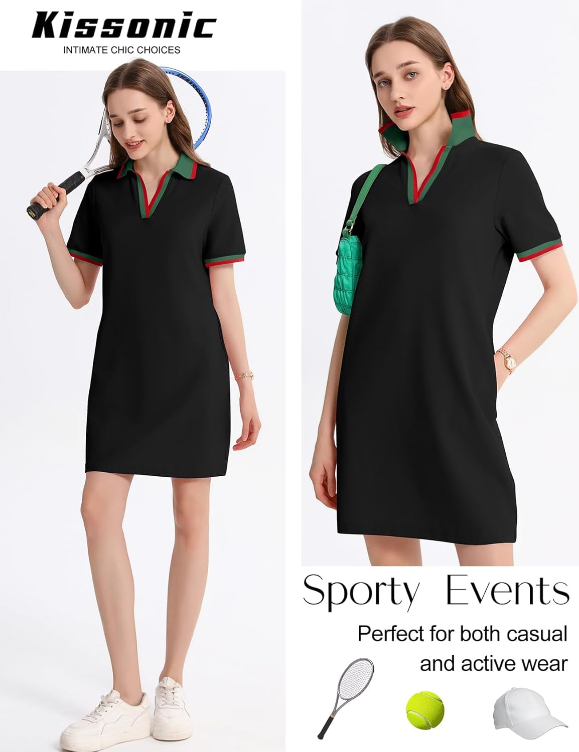 Kissonic Polo Dresses for Women Short Sleeve Tennis Golf Dress V Neck Summer Casual Dress with Pocket - Image 5