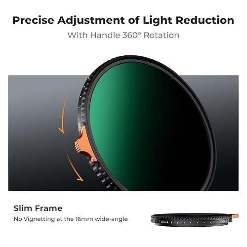 Miniatura 4 de K&F Concept Filtro de lente ND variable de 3.228 in ND3-ND1000 (1.5-10 paradas) Filtro de densidad neutra HD ajustable con 28 recubrimientos