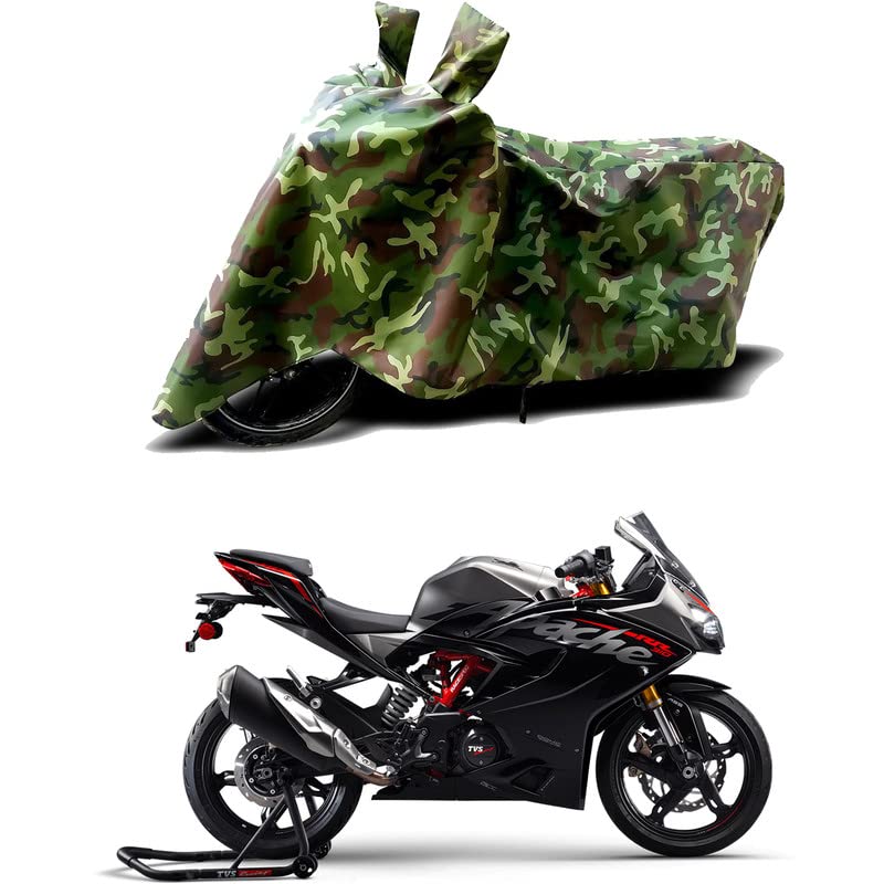Image of 100% Water Resistant Bike Scooty Two Wheeler Body Cover Compatible for TVS Apache RR 310 ABS /UV-Rays /Heat Protection /Birds Dropping /Scratchproof /Dust Proof /Waterproof /All Varient[Green MJ]