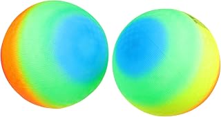 ibasenice Bounce Play Ball 2pcs Rainbow Playground Ball Kickball for Kids Playing Ball Handball for Beach Flapping PVC Rainbow Sports Ball