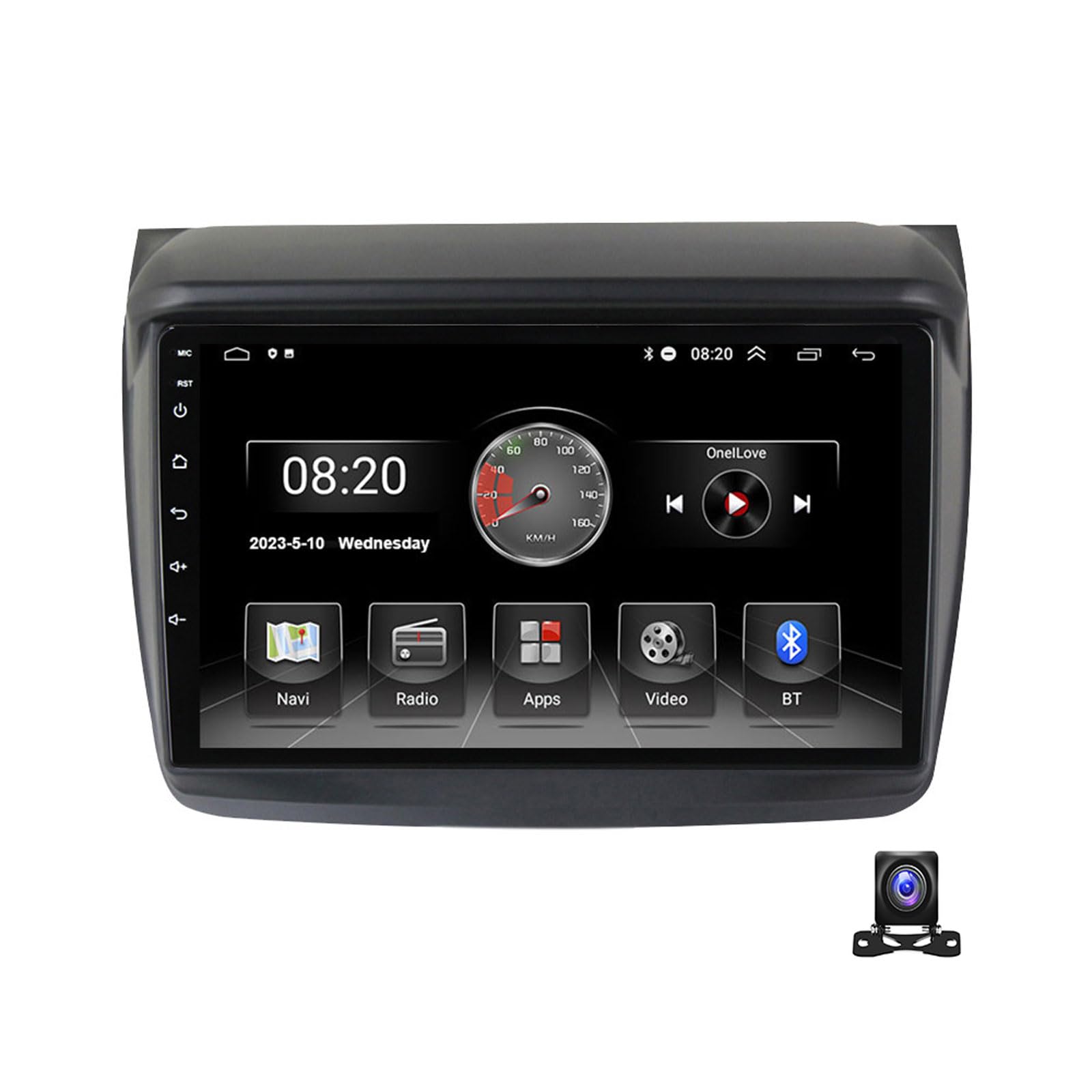 HYMLMY Radio de Coche Doble DIN estéreo Audio de Coche con Pantalla táctil de 9 Pulgadas para Mit-subishi L200 2008~2016 con cámara de Respaldo 720P Bluetooth GPS Receptor de Radio de Coche Ca