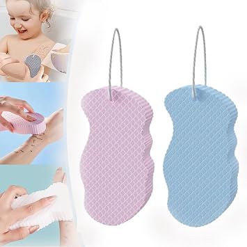 Skin Sponge, Apparent Exfoliating Sponge, 3D Super Soft Exfoliating Bath Sponge, Resuable Exfoliating Sponges for Body & Face Blue+Pink