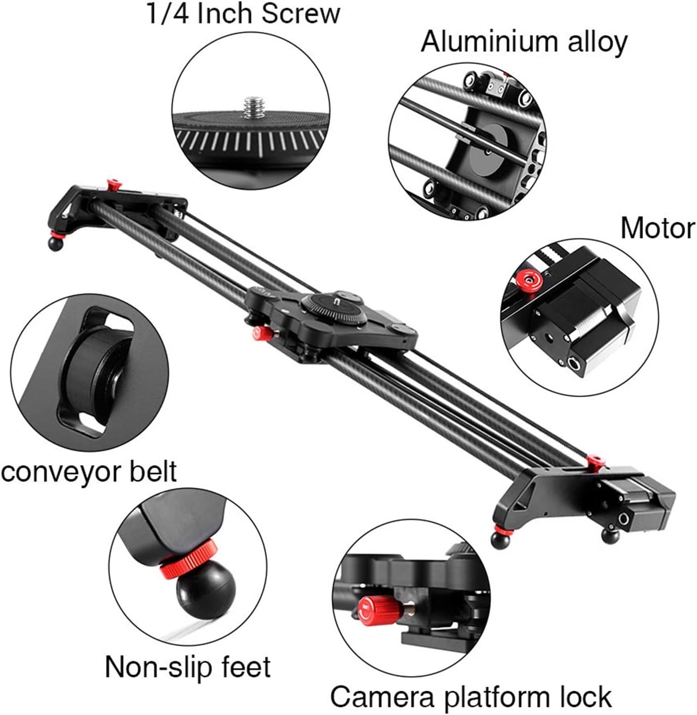 Time Lapse Camera Outdoor 80cm Studio Camera Slider Track Dolly Video Stabilizer Rail Carbon Fiber 120 Degree Panoramic Shooting Auto-Cycle Time-Lapse