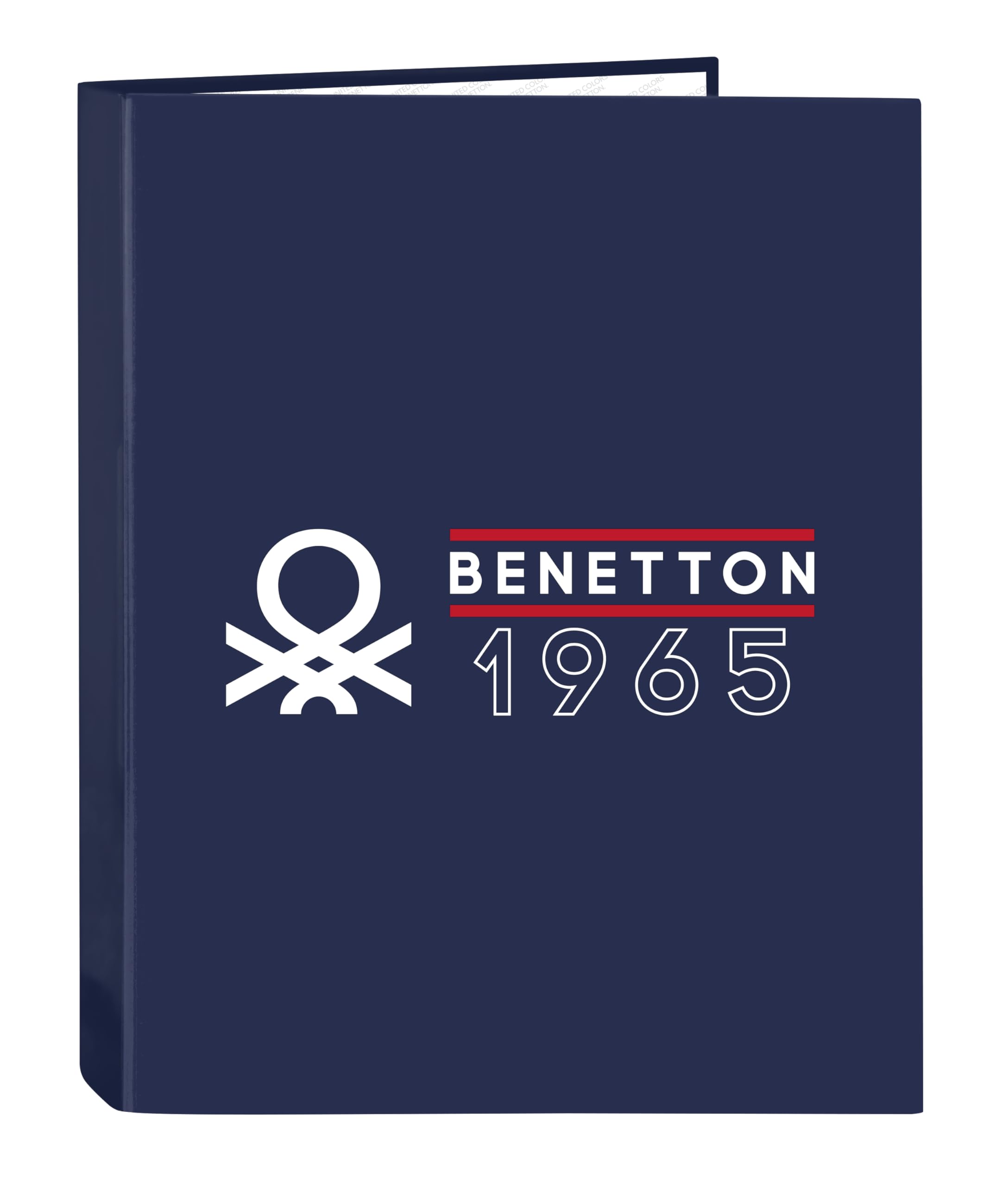 Safta Benetton Varsity - Folder with 4 Rings, Ideal for Children of Different Ages, Comfortable and Versatile, Quality and Resistance, 26.5 x 33 cm, Navy Blue/Grey, Navy Blue/Grey, Estándar, Casual