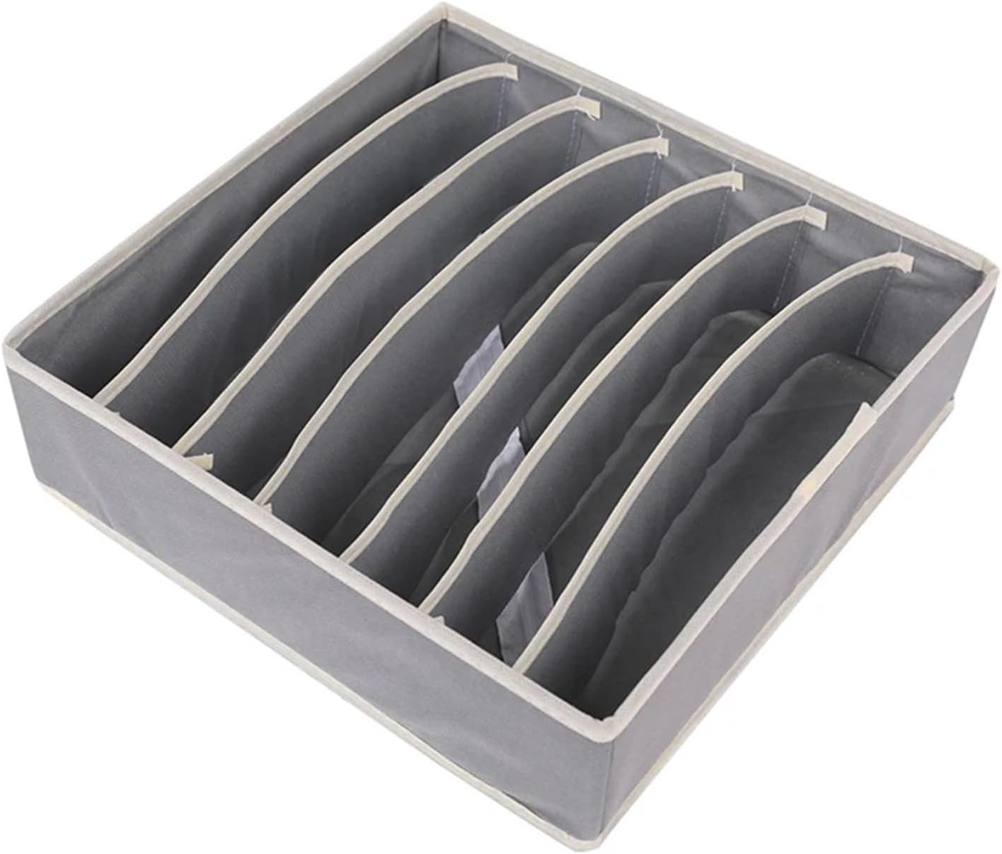 Organizer For Underwear Socks Bra Pants Scarf Tie Storage Box Wardrobe Drawer Organizers Foldable Case For(Gray,32 * 32 * 10cm(8grid))
