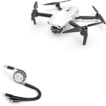 BoxWave Cable Compatible with Hubsan Mini - AllCharge miniSync, Retractable, Portable USB Cable - Jet Black
