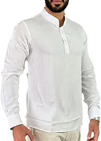 Camisa Social de Linho Masculina, camiseta bata premium verao praia carnaval ano novo leve confortavel na cor branca e Cáqui Slim seca rapido