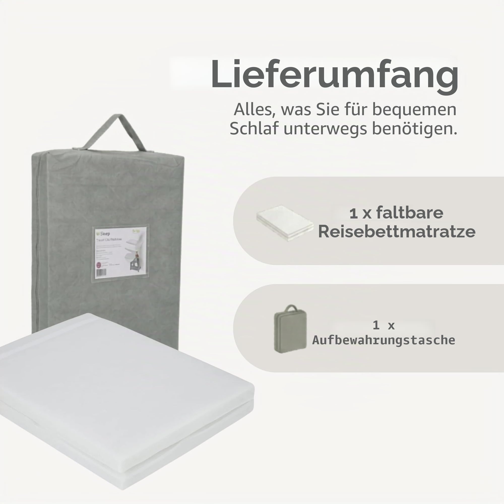 Baby Elegance Reisebettmatratze 70x100x3 cm Faltbares Design aus Ökofaser Bezug Tragetasche atmungsaktive Konstruktion Stützkern