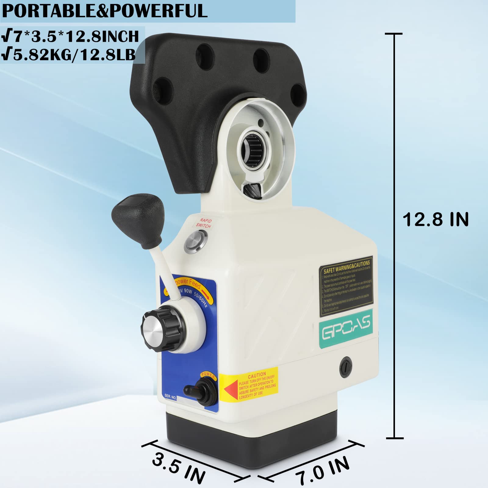 GPOAS Power Feed XAxis for Milling Machine 450 inlb Torque, 0200RPM