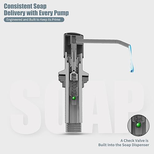 Miniatura 6 de Juego de grifos de cocina de un solo mango de bronce aceitado con rociador desplegable y dispensador de jabón, 17 pulgadas de alto