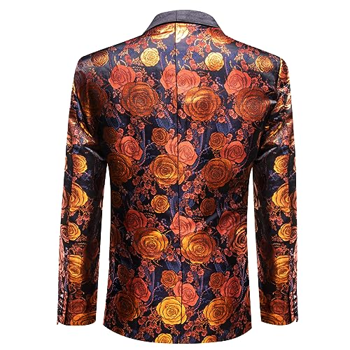 Image of Barry. Wang Men's Sport Coats & Blazers Flower Suit Jacket 1 Button Paisley Tuxedo Mardi Gras Carnival Parade Gift