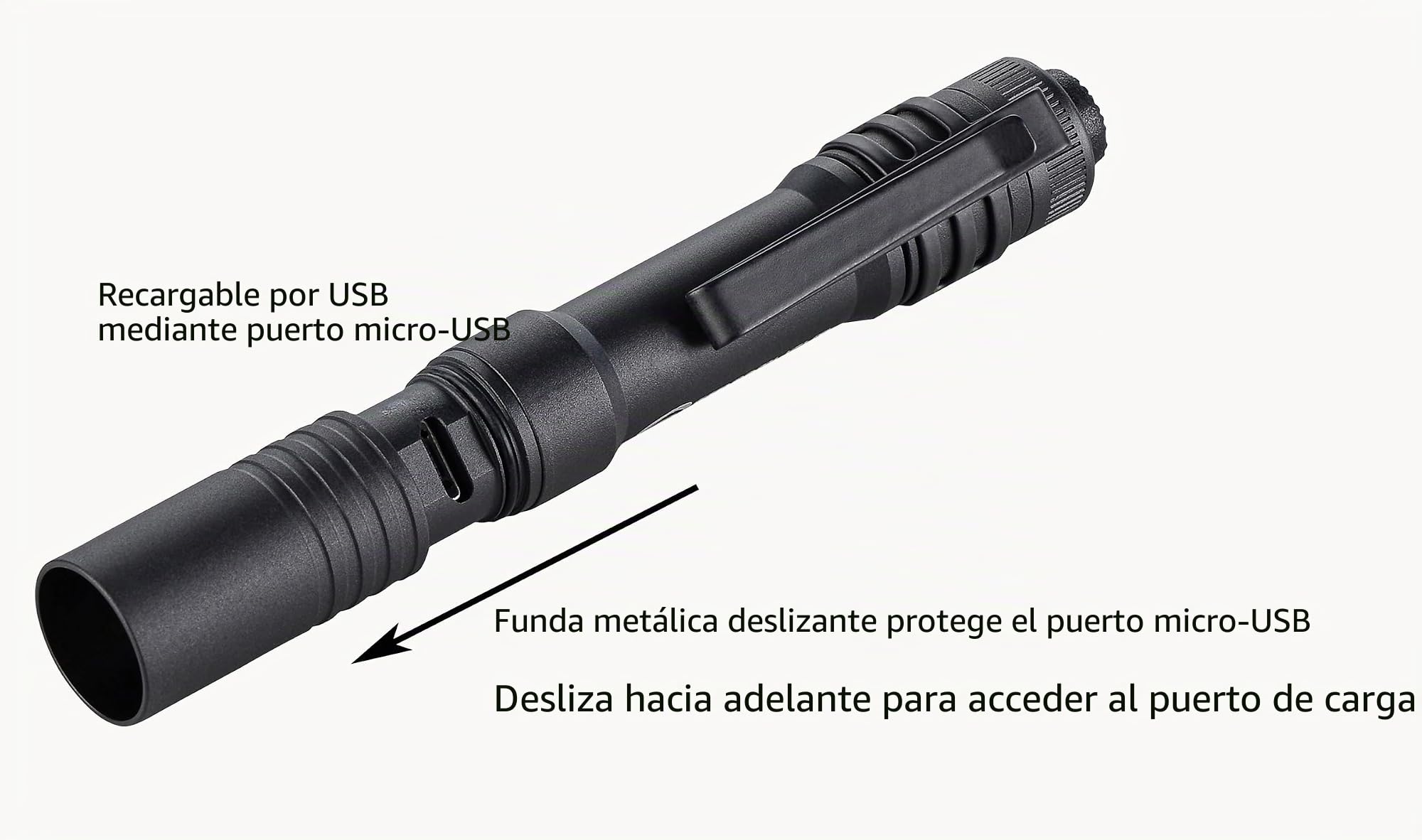 Streamlight 66601 Microstream con cable USB de 12,7 cm, color negro