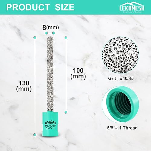 Miniatura 2 de LEKOMESH Broca de rastrillo de mortero de diamante de 516 x 4 pulgadas (0.315 in x 3.937 in) para extracción de mortero de junta de ladrillo y