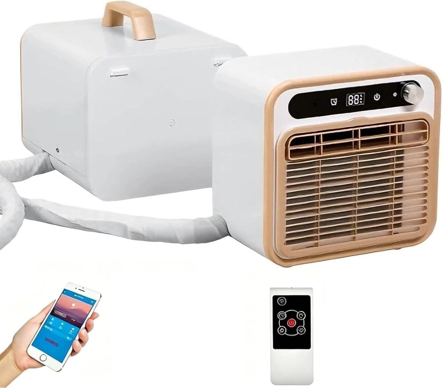 Aire Acondicionado Portátil 5000 BTU Silencioso Split con Wi-Fi y Mando, Instalación Fácil de Pared o Suelo para Habitaciones, Incluye Adaptador UK Tipo G y Enc, 1.5m Tube, 1.5m Tube