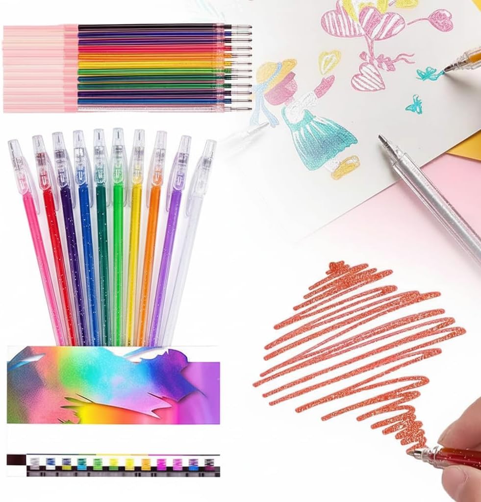 nalacal Nalacal Glitter Gel Pen Set Brand: NALACAL | Writing instrument form: Roller Ball Pen | Colour: clear | Ink colour: Multicolor | Age range (description): Adult | Material: Gel