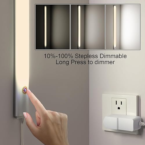 Miniatura 10 de Luz LED con adaptador de corriente de 12 pulgadas con función de memoria blanca fría 6000 K para debajo del gabinete armario mesa de trabajo Blanco