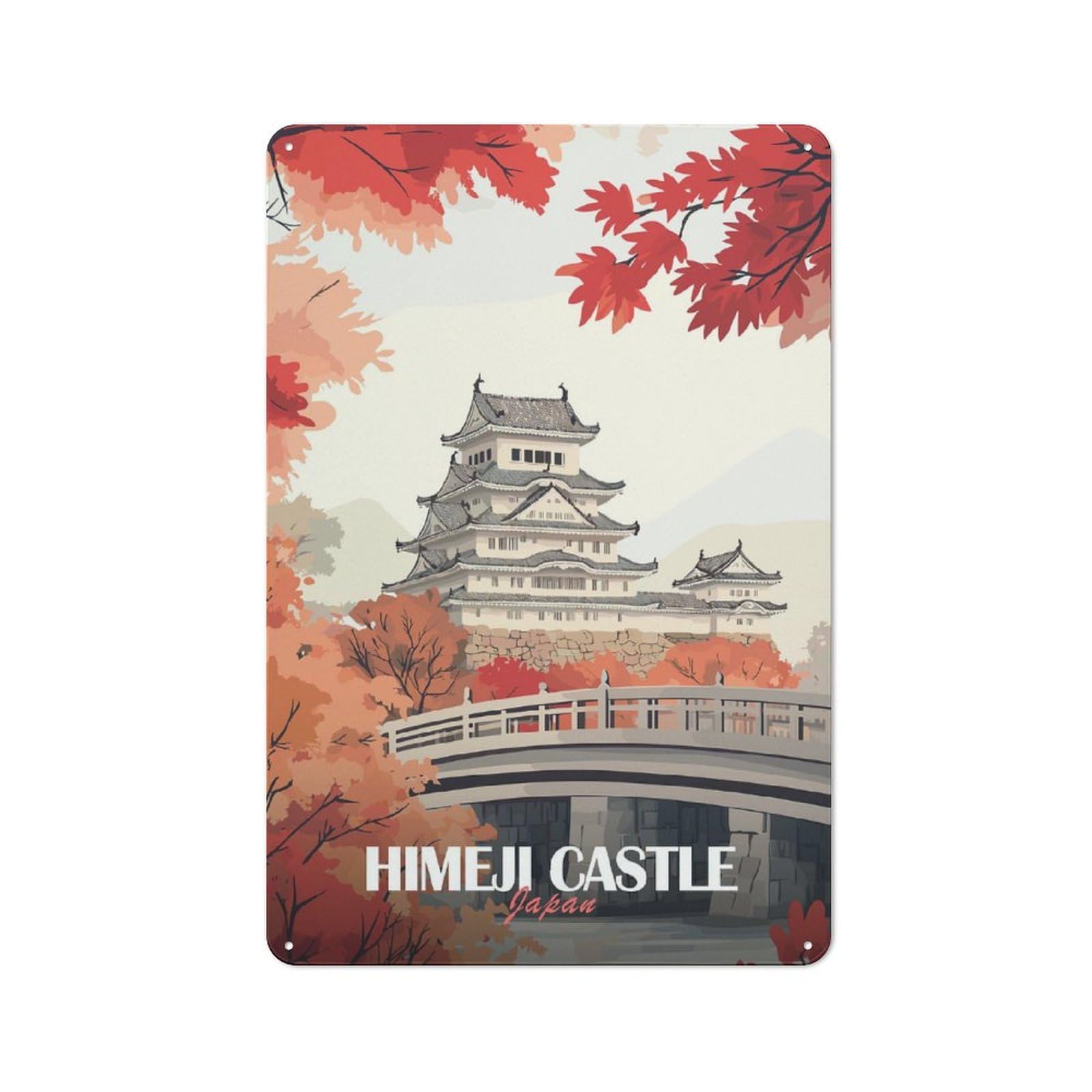 Junmoney Himeji Castle Japan Retro Tin Sign 30X20cm For Pub Or Café, For Collectors Building A Themed Wall Display