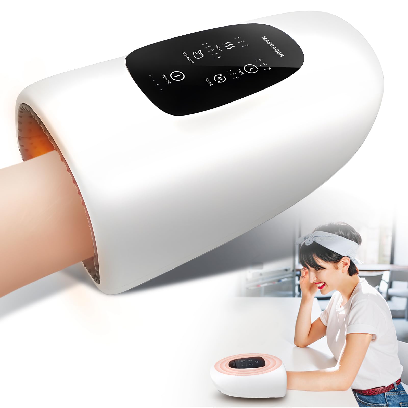 Handmassagegerät mit Wärme und Kompression, Elektrische Handmassage Schmerzlinderung für Handgelenk & Finger