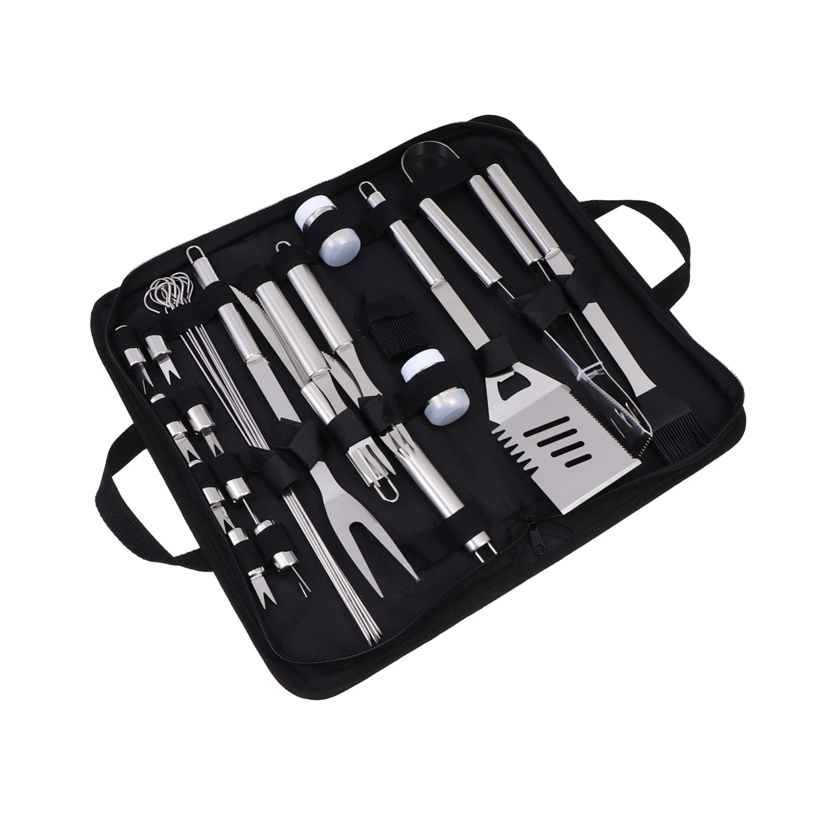 TOYANDONA Utensili Barbecue in Acciaio Resistente Per Esterni Portatili Borsa Organizer Per Grigliata e Picnic All Aperto Nero