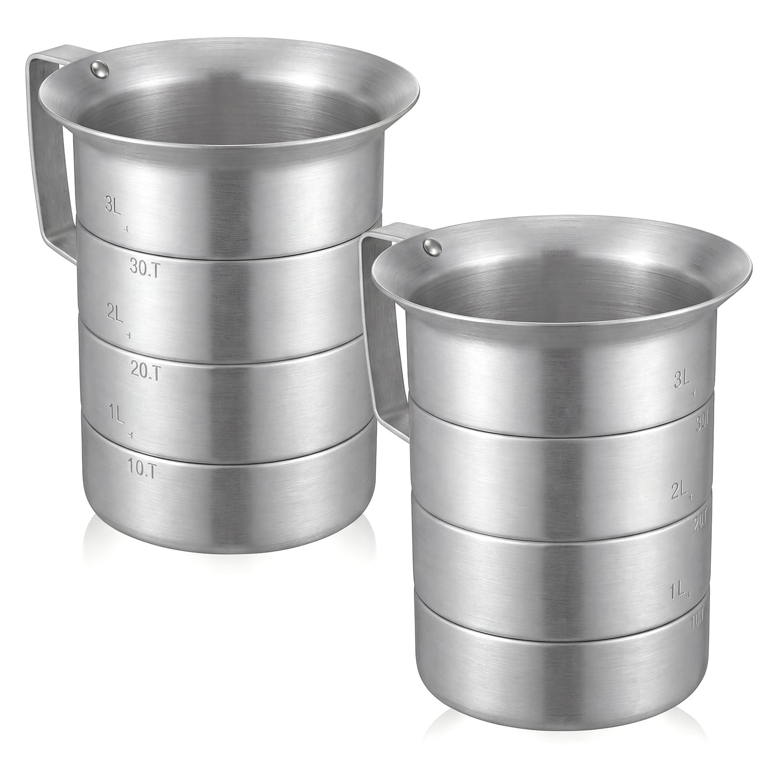 2 Pcs 4 Quart Aluminum Measure Cup Silver Metal Measuring Pitcher