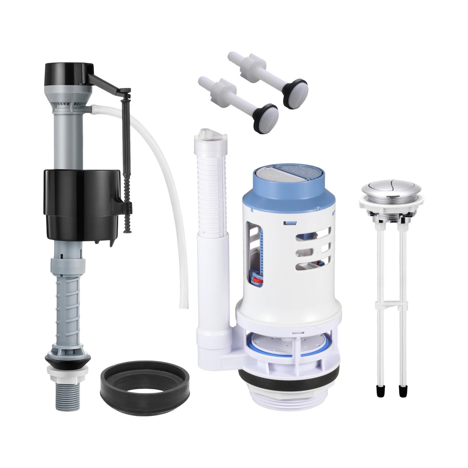 MagiDeal Kit di riparazione per valvola di scarico doppia per WC, pulsante di facile installazione, guarnizione con bulloni, valvola di riempimento e scarico
