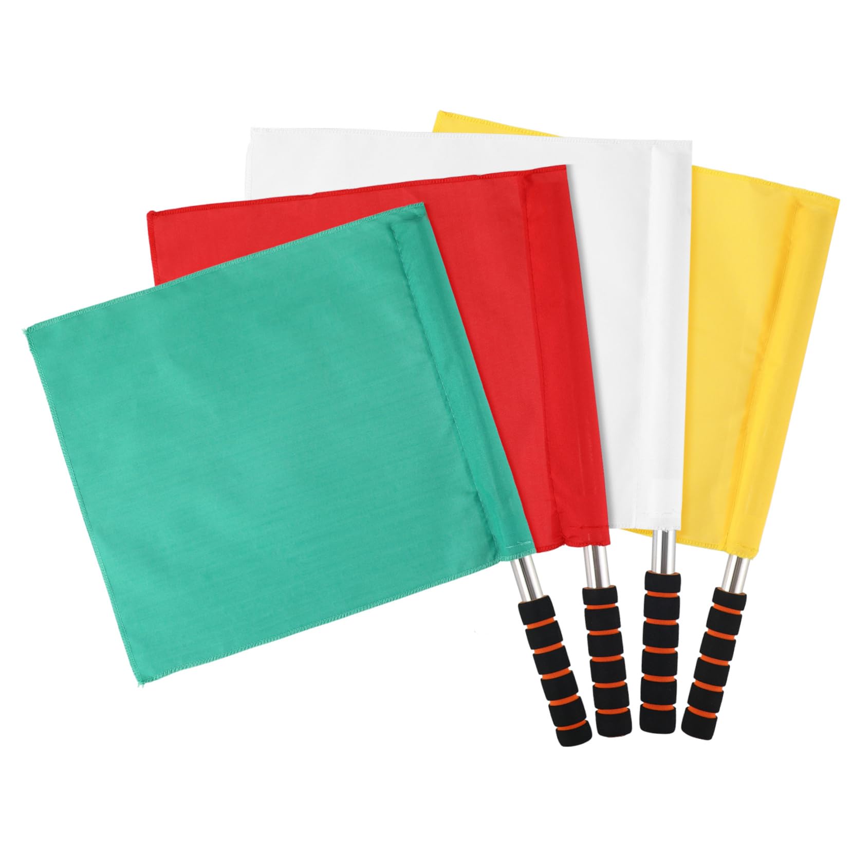 Anneome 4pcs Bandera de árbitro Acero Inoxidable Banderas De Señalización Amarillo Rojo Verde Blanco para Partidos Deportivos Bandera De Comando Ligeramente Diseñado con Mástil Acero Inoxidable