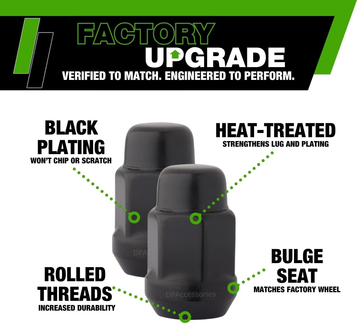 DPAccessories Lug Nuts Compatible with 1997-2006 Jeep Wrangler TJ | Black OEM Style | Factory Aluminum Wheels Only | Set of 23 Wheel Nuts | DWRA3F-BK/023