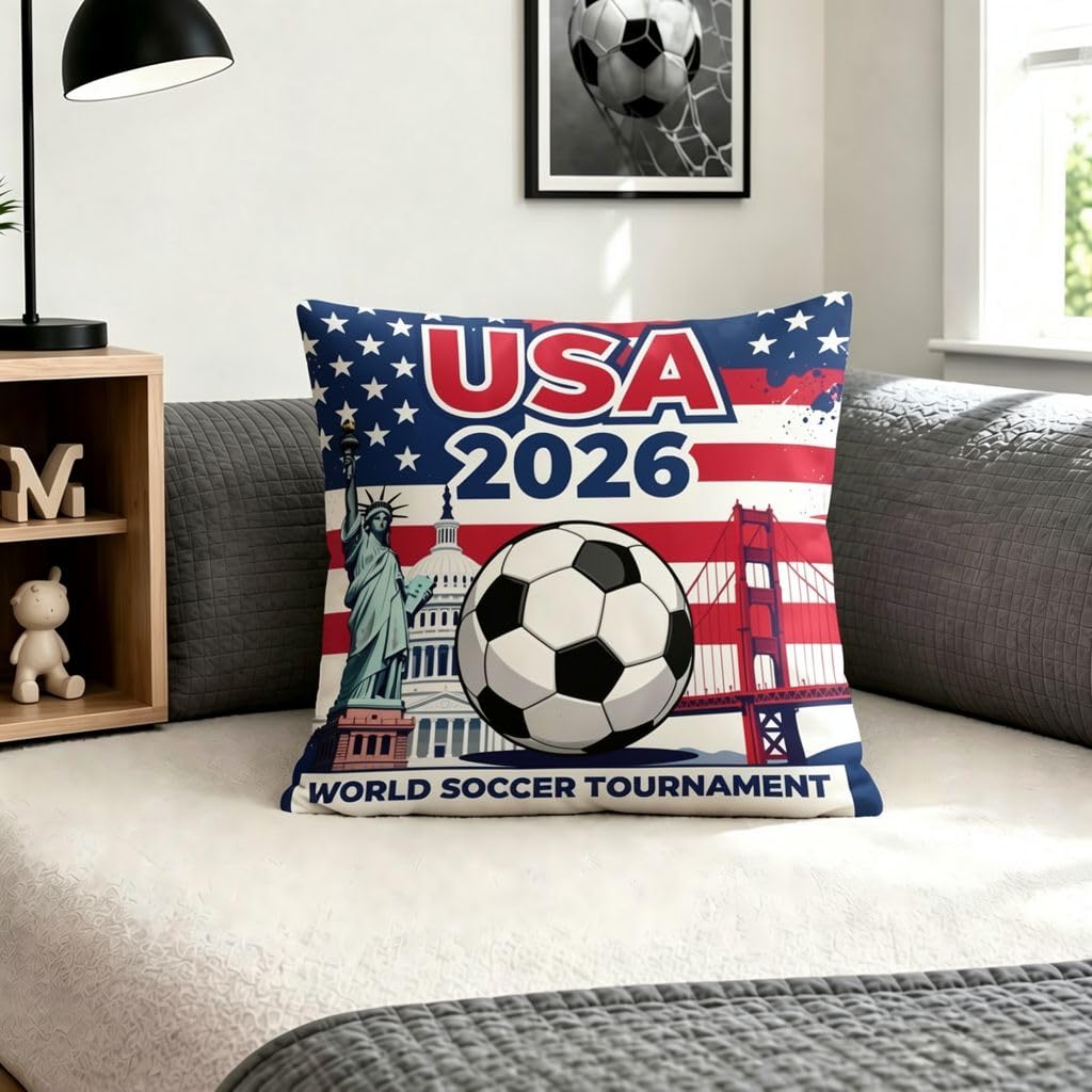USA 2026 Soccer Outdoor Throw Pillow Covers -14x14