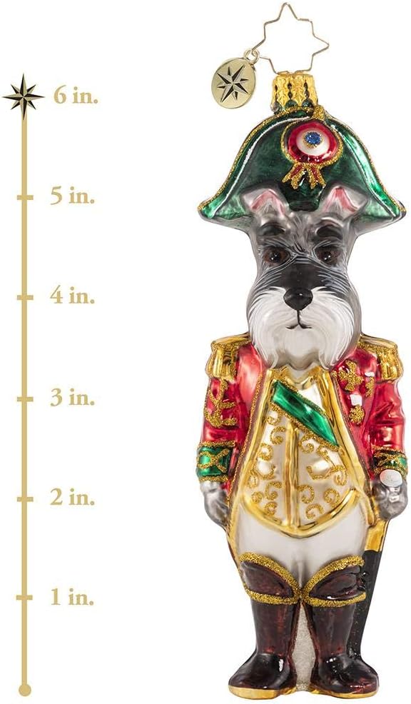 Christopher Radko Hand-Crafted European Glass Christmas Decorative Figural Ornament, Lieutenant Schnauzer