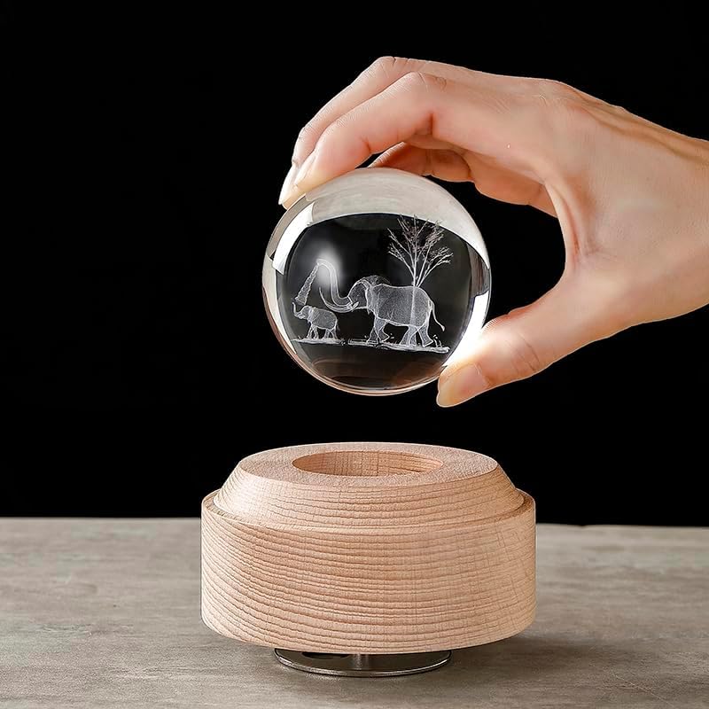 Sinzyo 3D Kristallkugel Musikbox Drehbase, Geschenk für Geburtstag, Neues Jahr, Musikboxen für Frauen Mutter Tochter, Thanksgiving (Kreis, Elefant, You Are My Sunshine)