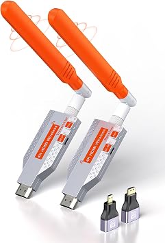 Coolpie Wireless HDMI Ture 4K UHD Transmitter with 1 Receiver, 2160P Pixel Output, 350FT Long Range, No APP Need, Plug and Play, 5.8G Low Lag Extender, Silvery Metal for PC/Laptop/Projector/TV Movies
