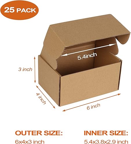 Miniatura 2 de PHAREGE Cajas de envío de 6 x 4 x 3 pulgadas, paquete de 25 cajas de cartón corrugado marrón, cajas de correo pequeñas para embalaje de pequeñas