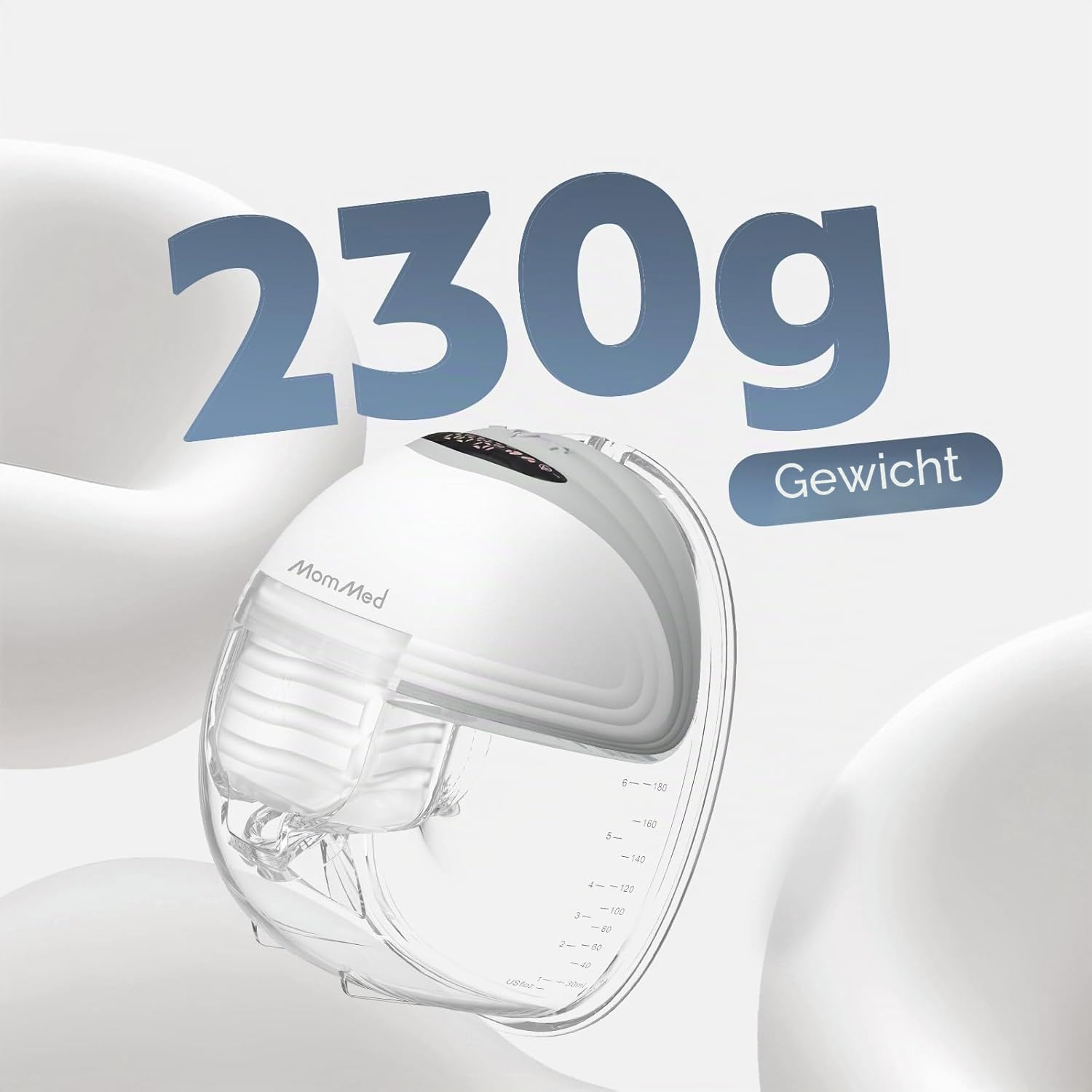 MOMMED Milchpumpen, Milchpumpe Elektrisch Tragbar mit 3 Modi und 12 Leistung, Auslaufsichere und Geräuscharme 24 mm Milchpumpe Elektrisch Doppel, inklusive 17/19/21 mm Flanscheinsätze