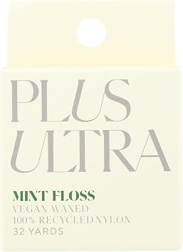 PLUS ULTRA Dental Floss with Reusable Bamboo Case Mint Flavored Recycled Nylon Floss with Vegan Wax Zero Plastic, Refillable 32 Yards Pack of 1