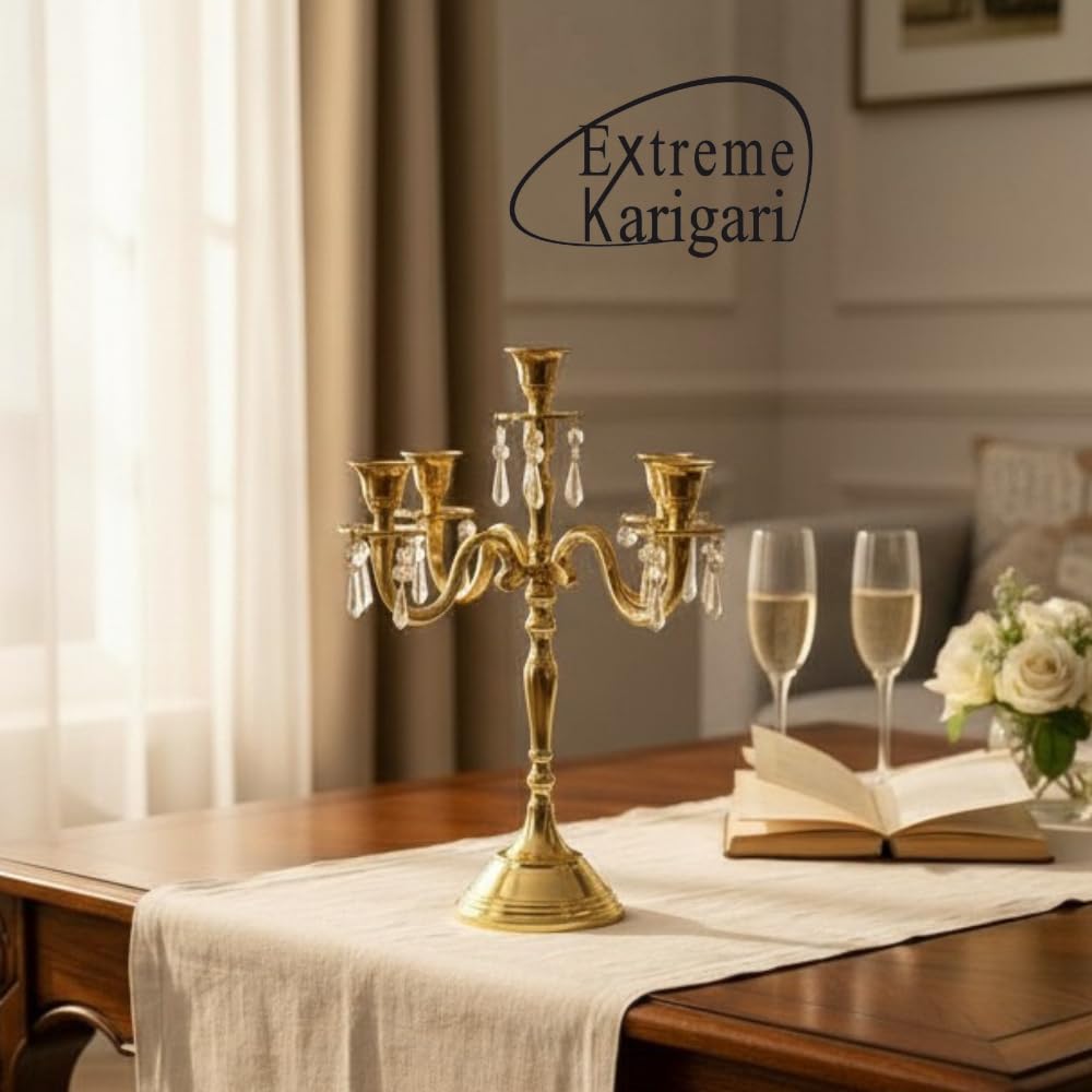 Golden Aluminum Candle Stand - Luxury Centerpiece -3 Golden Aluminum Candle Stand - Luxury Centerpiece -3