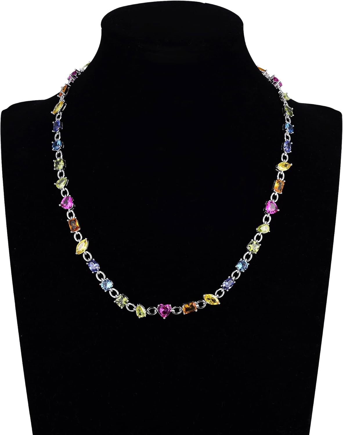 14K Gold Plated 7-color Zircon Tennis Necklace Colorful Zircon Tennis Necklace for Women Colorful Choker Jewelry Gifts for Women