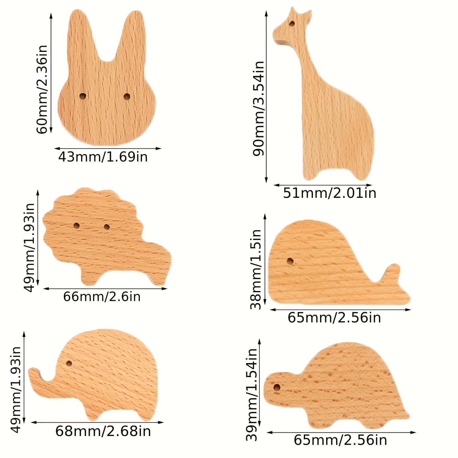 Lot de 6 Boutons de Meubles Décoratifs en Bois avec Vis, Poignées de Commode, Animaux Marins, Boutons d'Armoire, Poignées de Tiroir pour Chambre d'Enfant