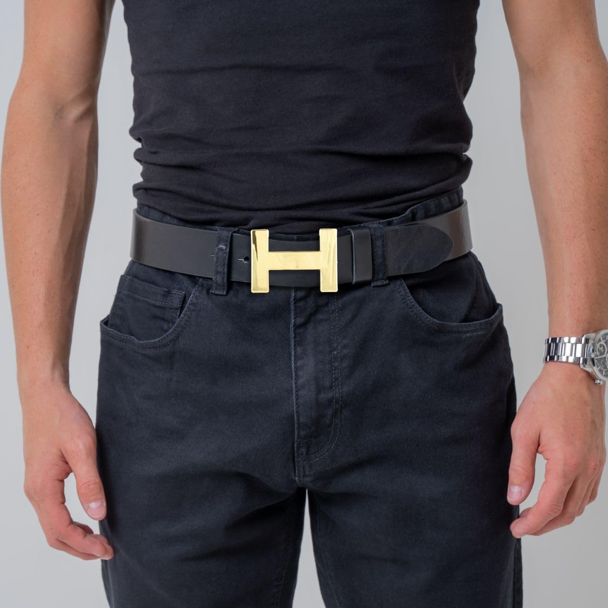 BELTINGER Designer Gürtel HENRY aus Vollrindleder 4 cm | Eleganter Ledergürtel für Damen und Herren 40mm | Gold glänzend