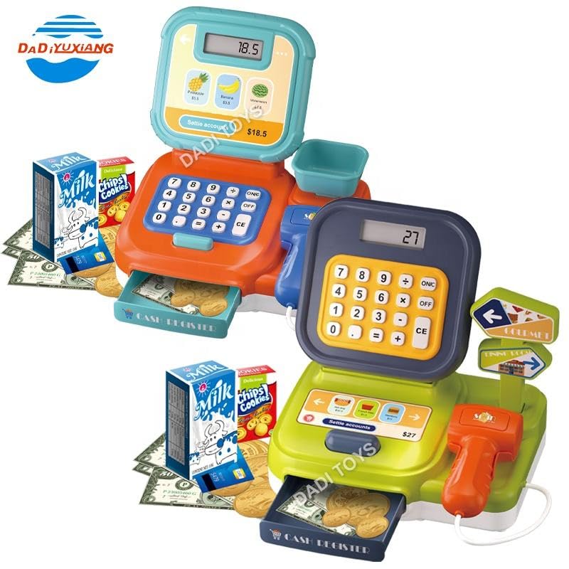 Image of SHAKTISM Cash Register with Lights & Sounds for Pretend Play Electronic Toy Set with Scanner Shopping Basket Grocery Best Gift for 3+ up Ages Kids Boys & Girls (Cash Register CF)