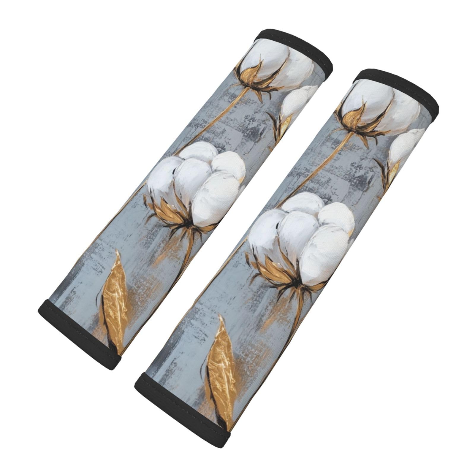 White Cotton Flowers Car Seat Belt Cover 2 Pack Seatbelt Strap Shoulder Pad Protector Universal Comfort for Car
