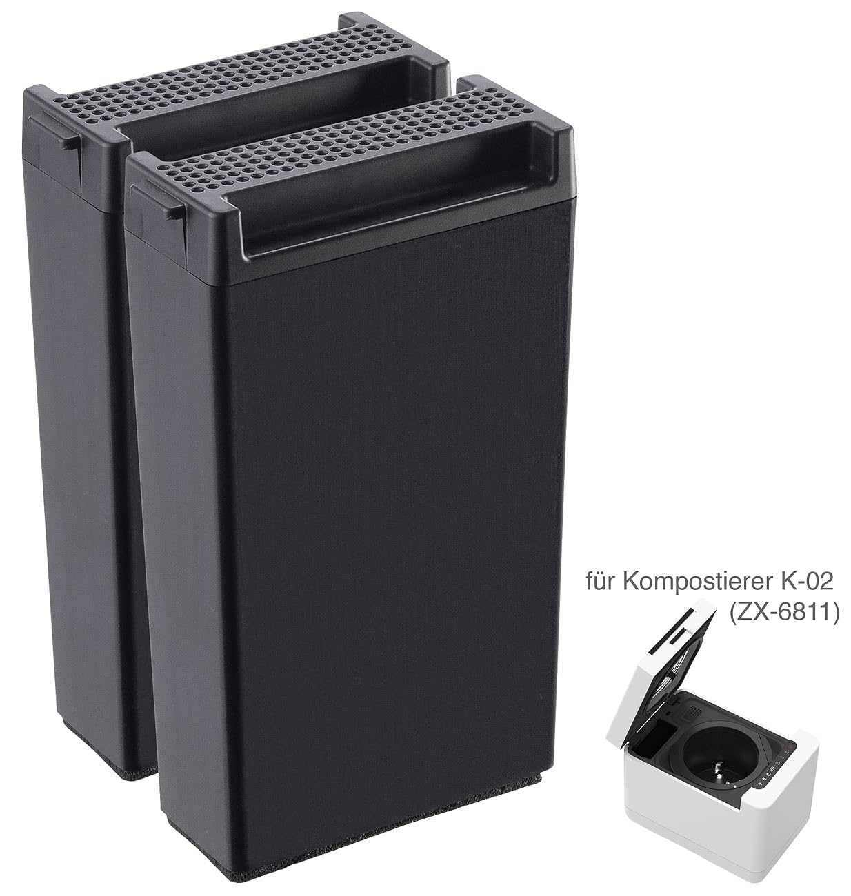 Rosenstein & Söhne Zubehör zu Küchen Komposter: 2er-Set Ersatz-Aktivkohlefilter für Kompostierer K-02 (Indoor-Komposter Elektrische, Kompostbehälter Küche, Geruch)