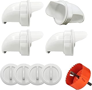 AIVEH 5 Pcs, Chicken Feeder No Waste, Fit for Buckets, Barrels, Bins, Troughs,Automatic Chicken Feeder for Rain Proof Poultry Feeder Port Gravity Feed(4 Ports,1 Hole Saw)