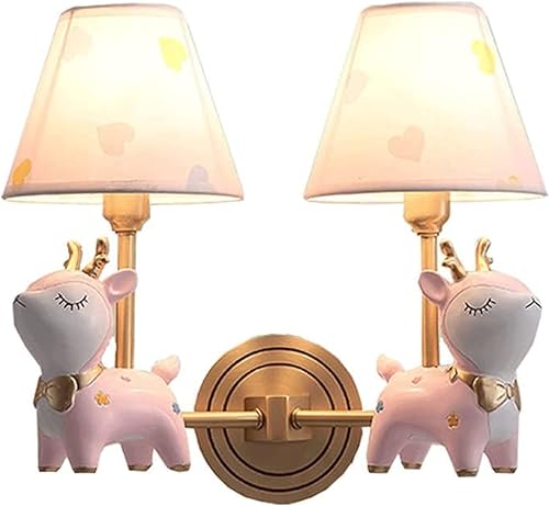 OLOTU Luces de pared para habitación de los niños, luces de pared de tela de cobre, lámpara de pared creativa de dibujos animados linda, estilo