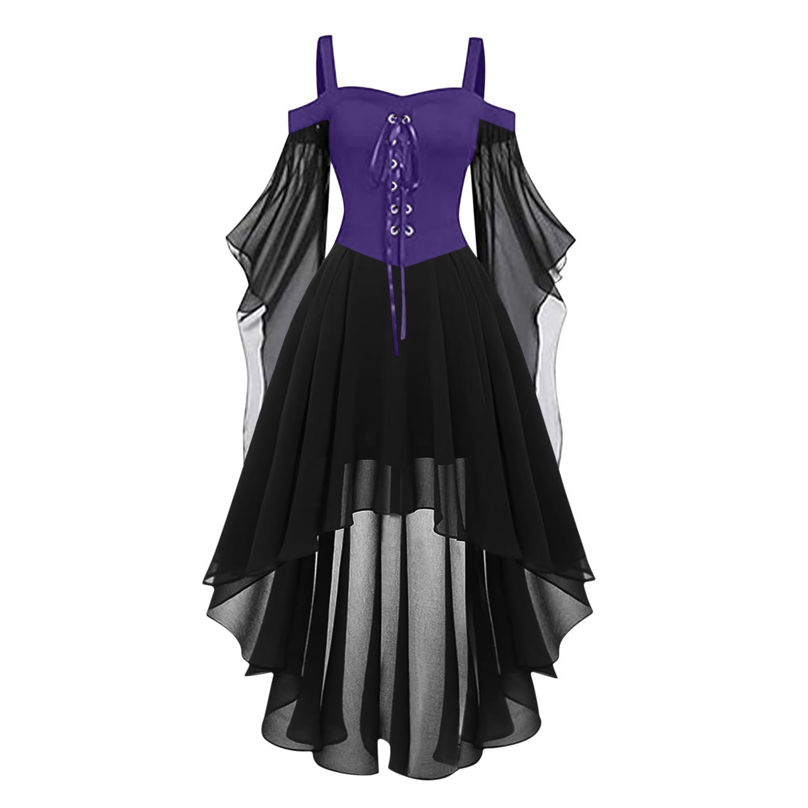 Halloween Costumes Butterfly Sleeve Vintage Sexy Lace Medieval Women Gothic Dress Renaissance Victorian Cold Shoulder Retro Steampunk Rockabilly 80s Ladies