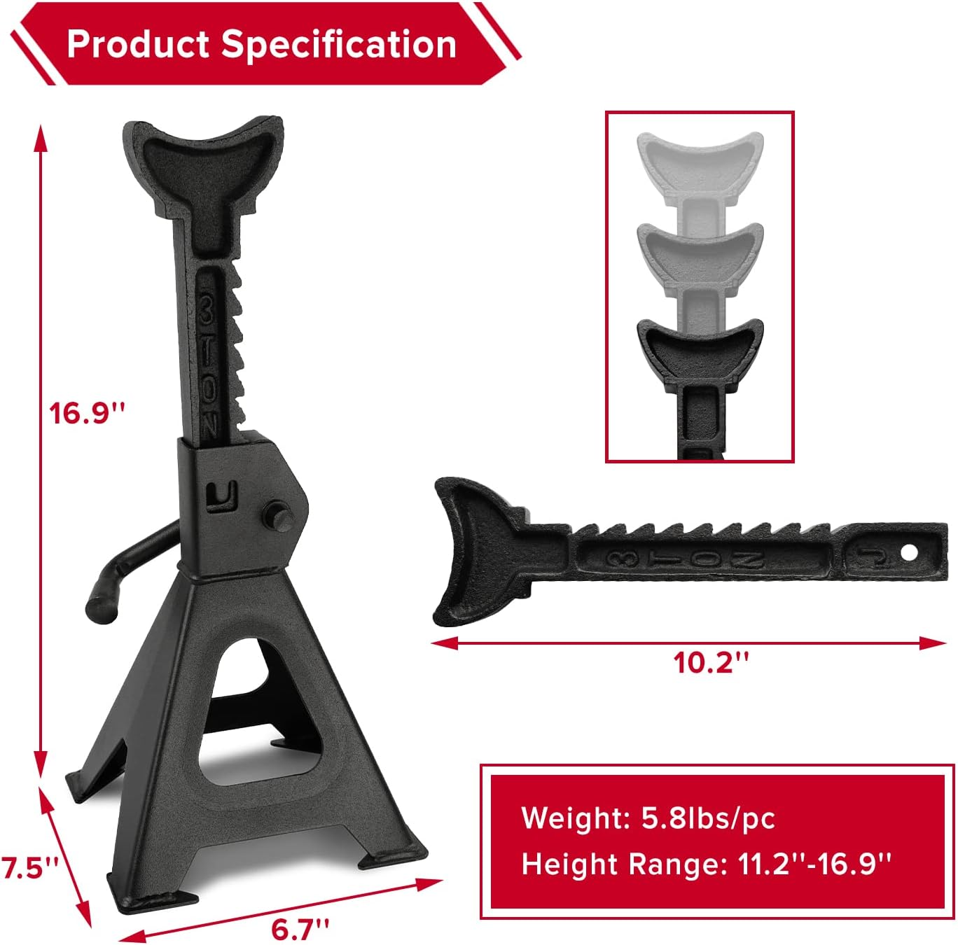 Donext 3 Ton Capacity Steel Jack Stand 1 Pair Black Jack Stands : Industrial & Scientific
