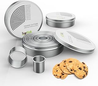 Circle Biscuit Cutter Set –304 Stainless Steel Baking Supplies for Effortless Round Cookie Shaping, Pastry & Fondant Tool ...
