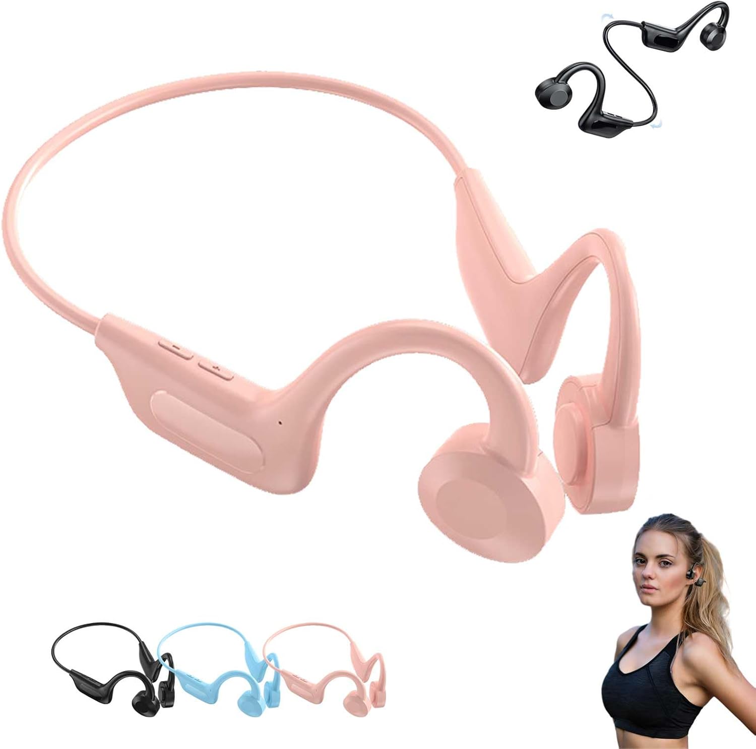 Pink CGDUYWJ Bonesoundz Pro Wireless Earclip Skeleton Conduction Headphones